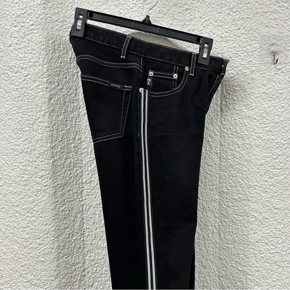 Guess women’s 26 black denim with white stripes on the side of each leg - Picture 5 of 8